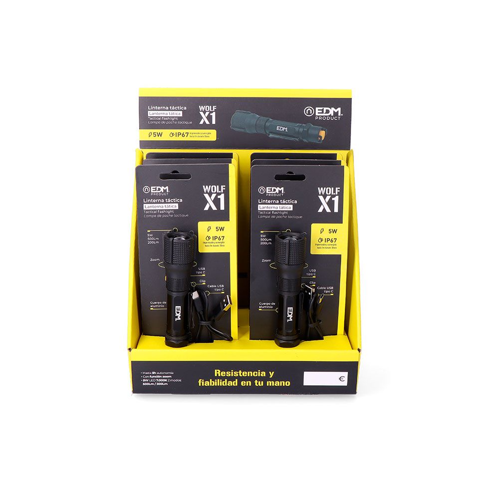 Linterna led táctica wolf x1 recargable 550 lm / 200 lm ip67 ø3,2 x 13,9 cm