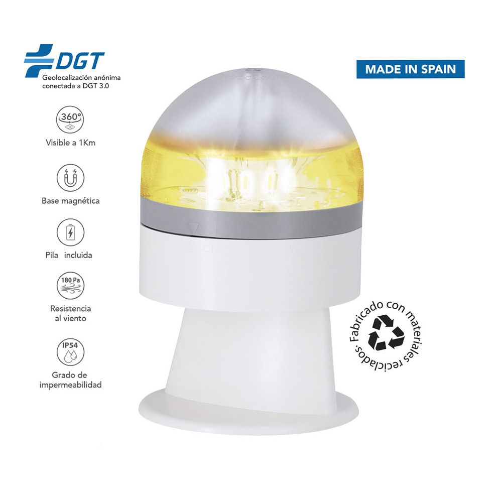 Baliza v16 de emergencia homologada conectada geolocalizable con dgt 3.0 pf erum vial blanca, sin ean individual