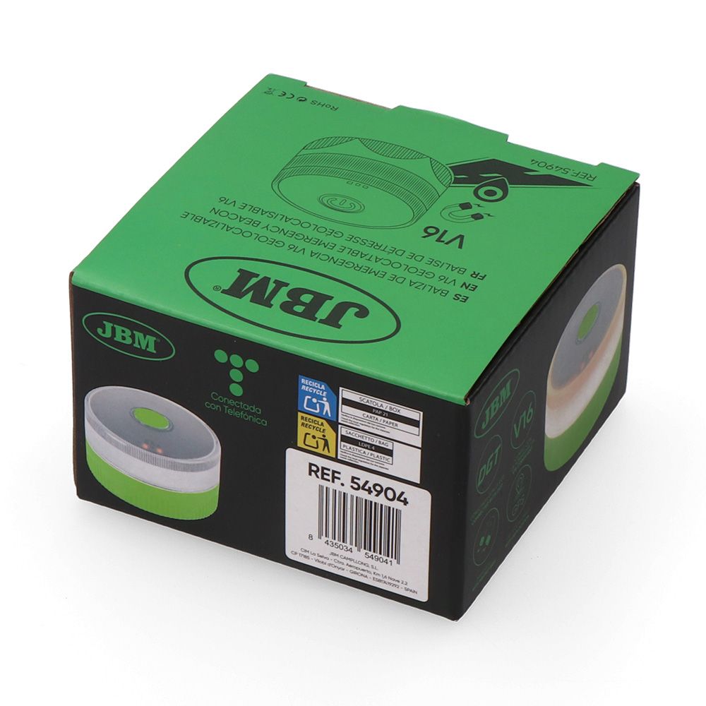 Baliza v16 de emergencia homologada conectada geolocalizable con dgt 3.0 jbm