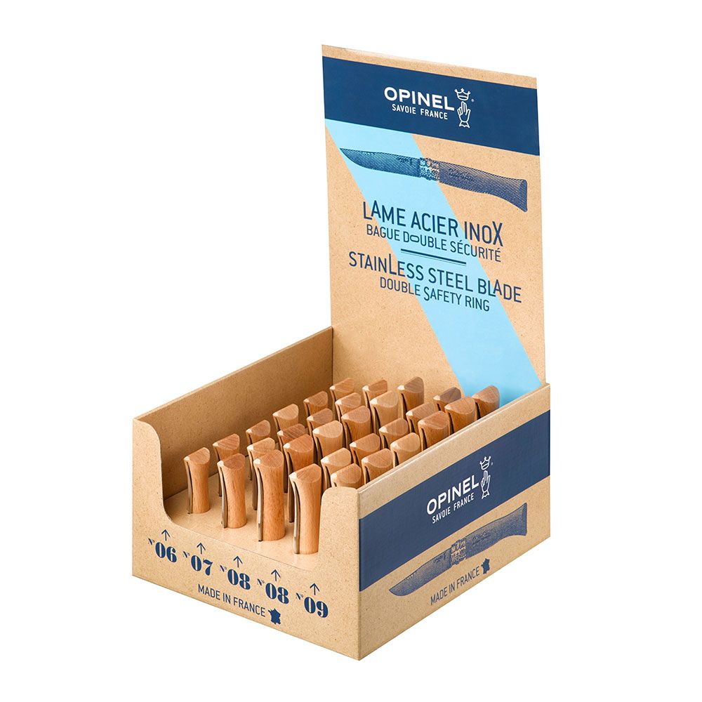 Expositor navajas opinel acero inoxidable, 30 uds (nº6, nº7, nº9 6 uds - nº8 12 uds de cada numero)