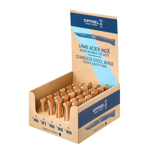 Expositor navajas opinel acero inoxidable, 30 uds (nº6, nº7, nº9 6 uds - nº8 12 uds de cada numero)