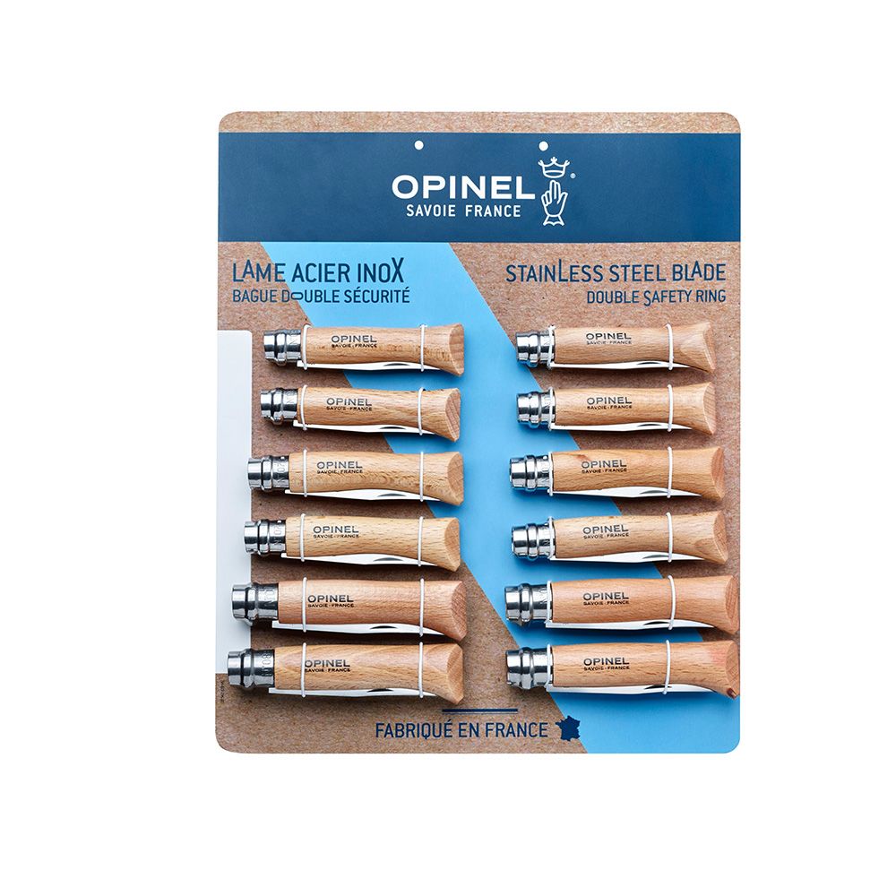 Expositor navajas opinel acero inoxidable, 12 uds (nº6, nº7, nº8 - 4 uds de cada numero)