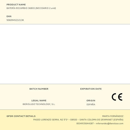 Batería recambio 36803 (necesario 2 uds)