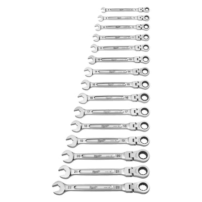 Milwaukee Juego de 15 llaves combinadas MAX BITE™ articuladas con carraca