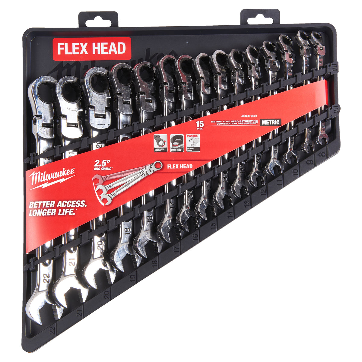Milwaukee Juego de 15 llaves combinadas MAX BITE™ articuladas con carraca — imagen 4