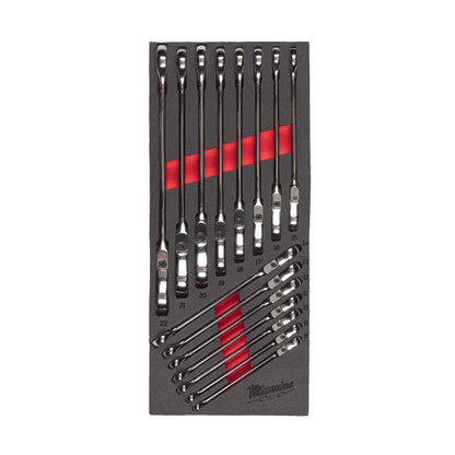 Milwaukee 1/3 espuma con 15 llaves combinadas MAX BITE™ con carraca y articuladas