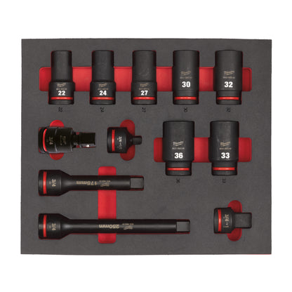 Milwaukee 3/3 Espuma con 12 piezas de vasos de impacto largos 3/4" — imagen 2