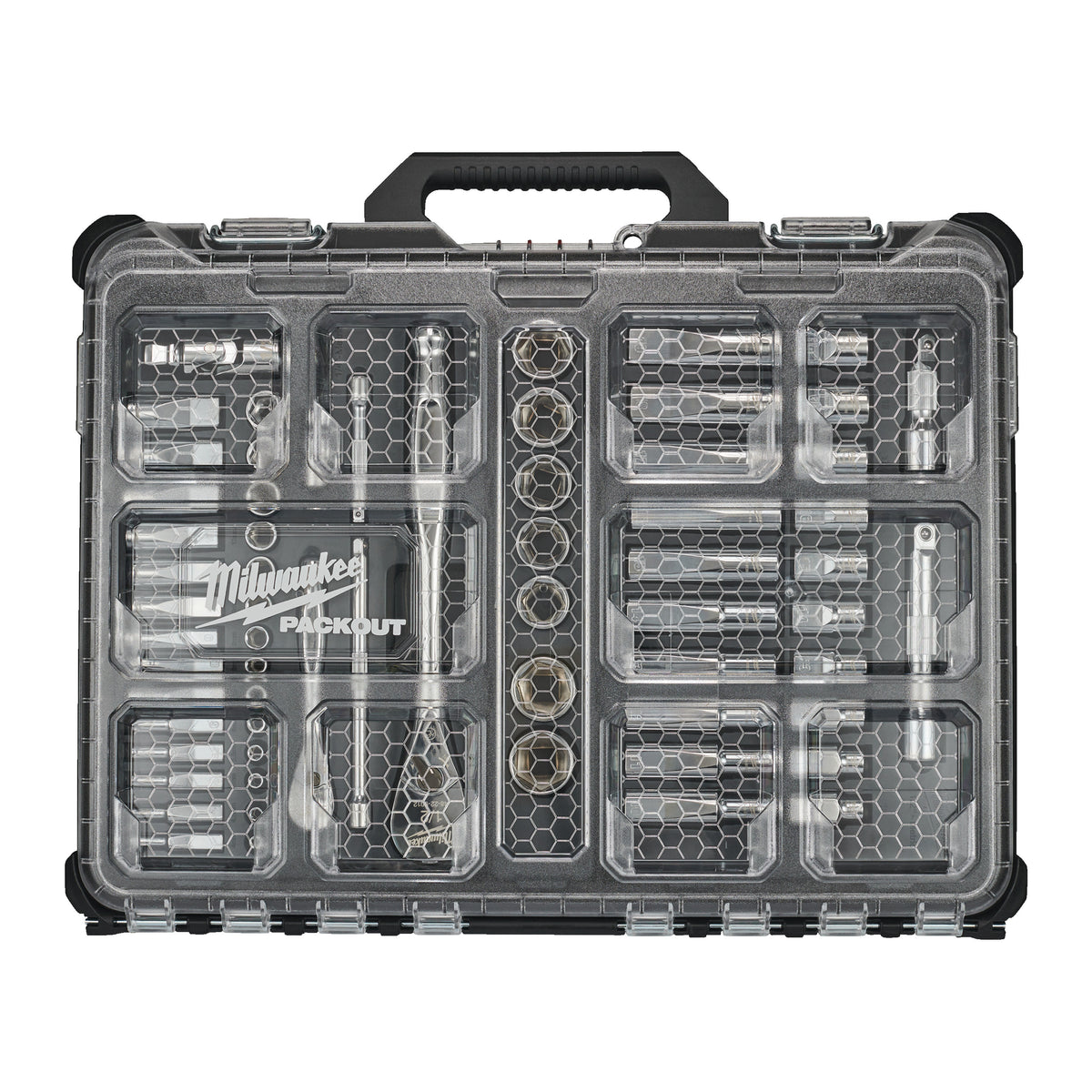 Milwaukee Juego de 63 piezas con vasos y carraca de 1/4" y 1/2" en PACKOUT™ — imagen 2