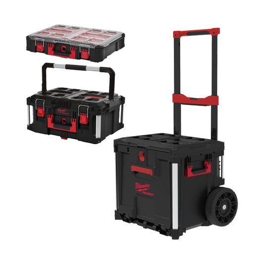 Milwaukee Conjunto PACKOUT™ baúl con cajón y 2 maletas