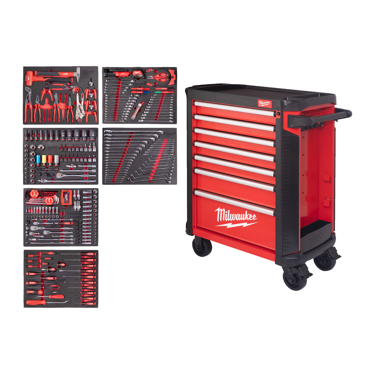Milwaukee Carro de herramientas con 7 cajones TOOLGUARD™ de 78cm con 6 espumas para mantenimiento