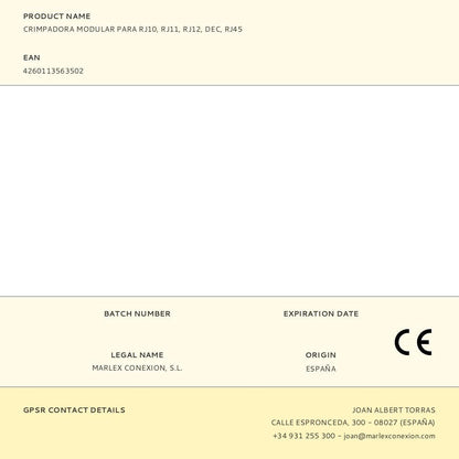 Crimpadora modular para rj10, rj11, rj12, dec, rj45