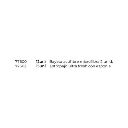 Expositor sobremesa, 15 x bayeta actifibre + 12 x estropajo fce
