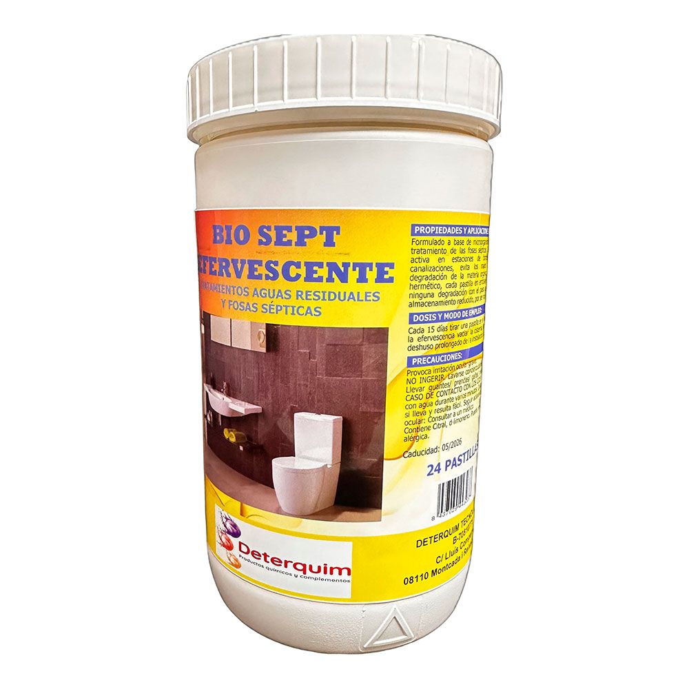 Biosept efervescente, tratamiento de aguas residuales y fosas septicas 24 pastillas