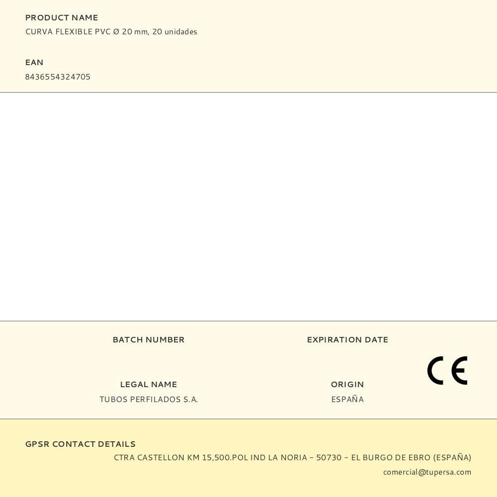 Curva flexible pvc ø 20 mm, 20 unidades