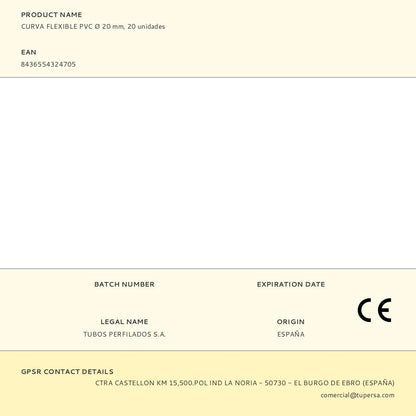 Curva flexible pvc ø 20 mm, 20 unidades