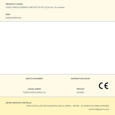 Codo inspeccionable gris 90° de pvc ø 20 mm, 25 unidades