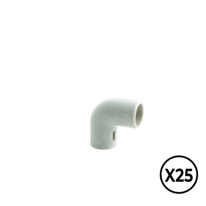 Codo inspeccionable gris 90° de pvc ø 25 mm, 25 unidades