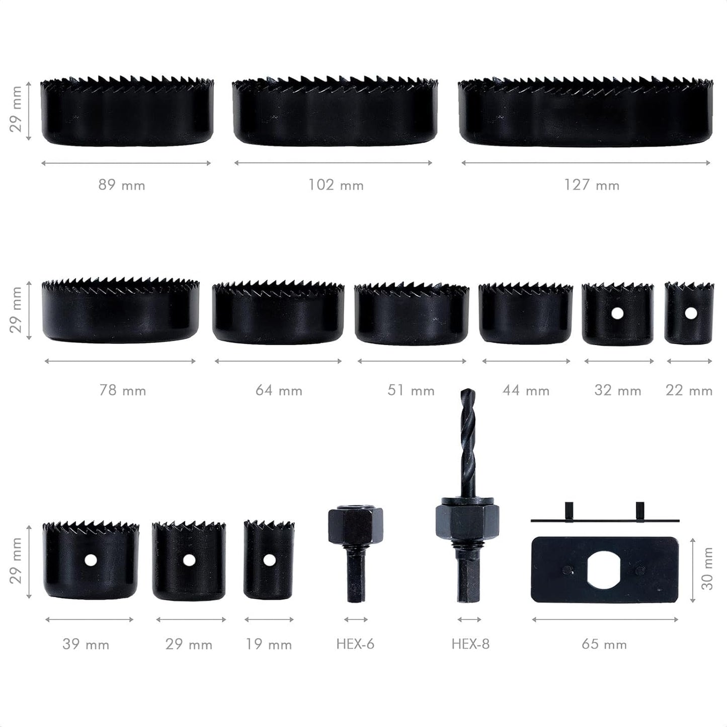 Juego de Sierras Corona para Madera y Yeso WK602060 19-127 mm