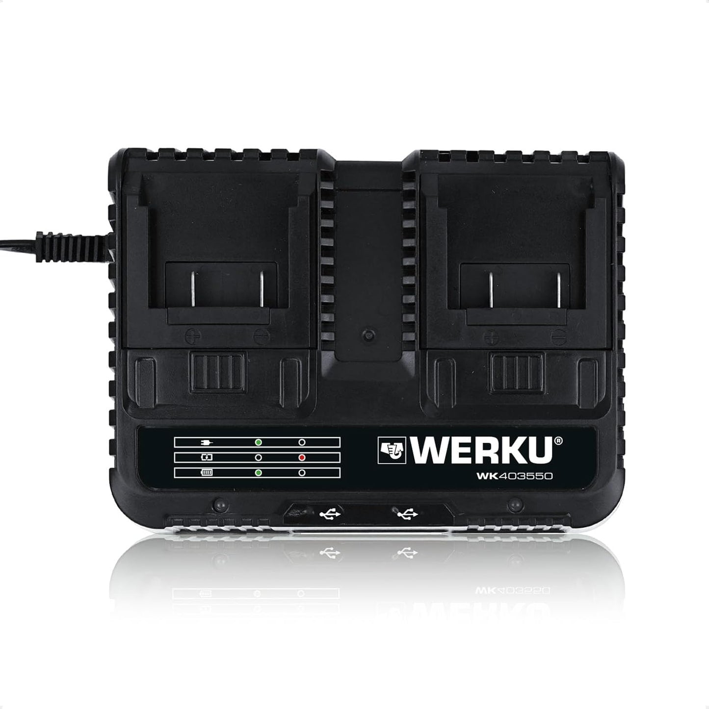 Werku WK403550 Cargador Rápido Doble 20V 130W USB