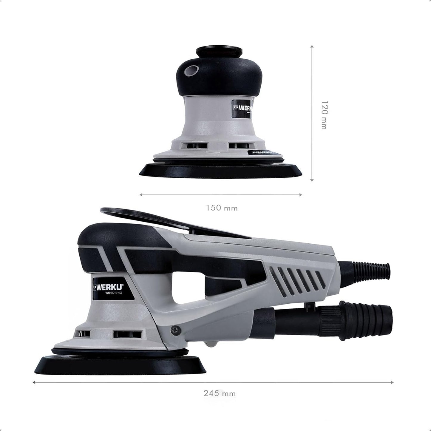 Werku Lijadora Rotorbital 150mm 350W con Aspiración y Display WK401740