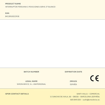 Interruptor persiana 3 posiciones serie 27 blanco