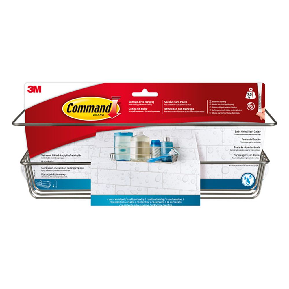 Command cesto de baño, níquel satinado, 32,5 x 9,5 x10 cm, 1 uds + 4 tiras, máx 3 kg