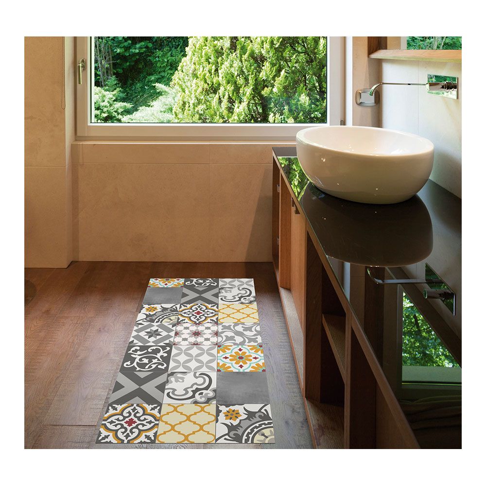 Alfombra vinílica croma patch gris-ambar 50 x 110 cm