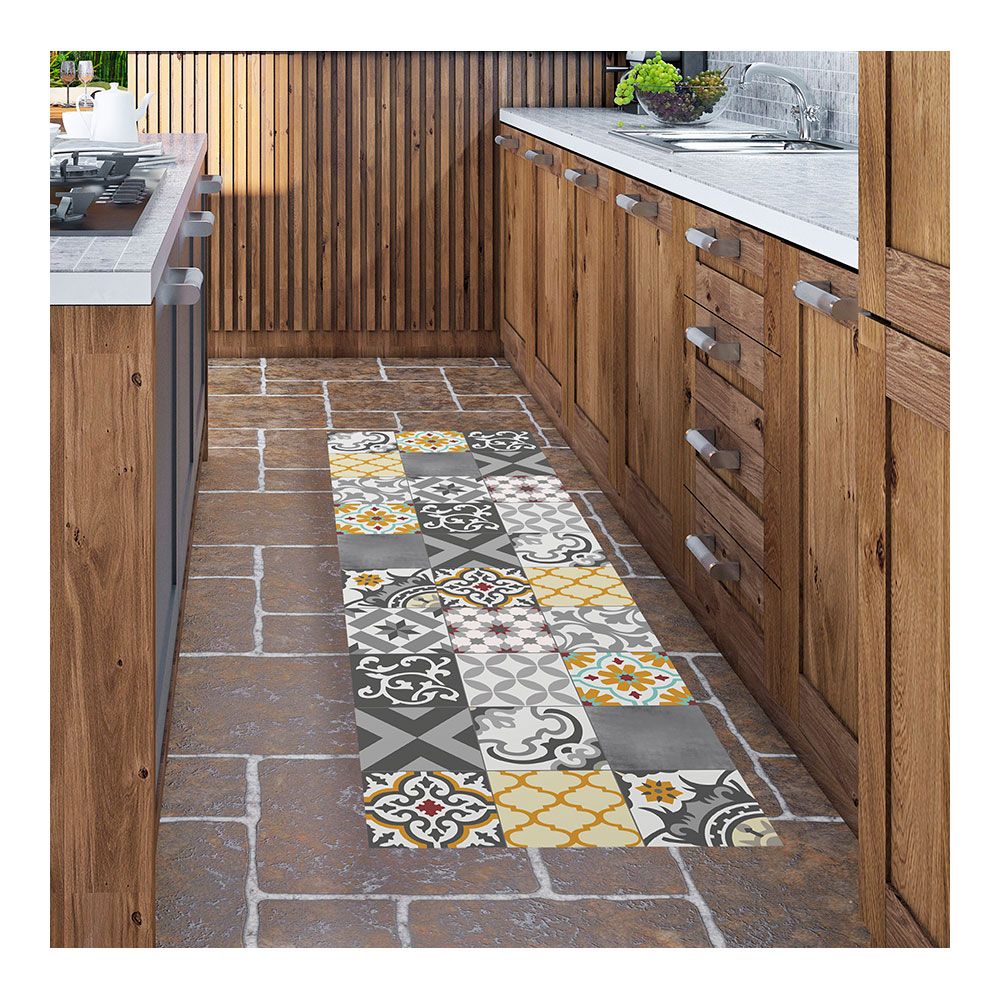 Alfombra vinílica croma patch gris-ambar 60 x 200 cm