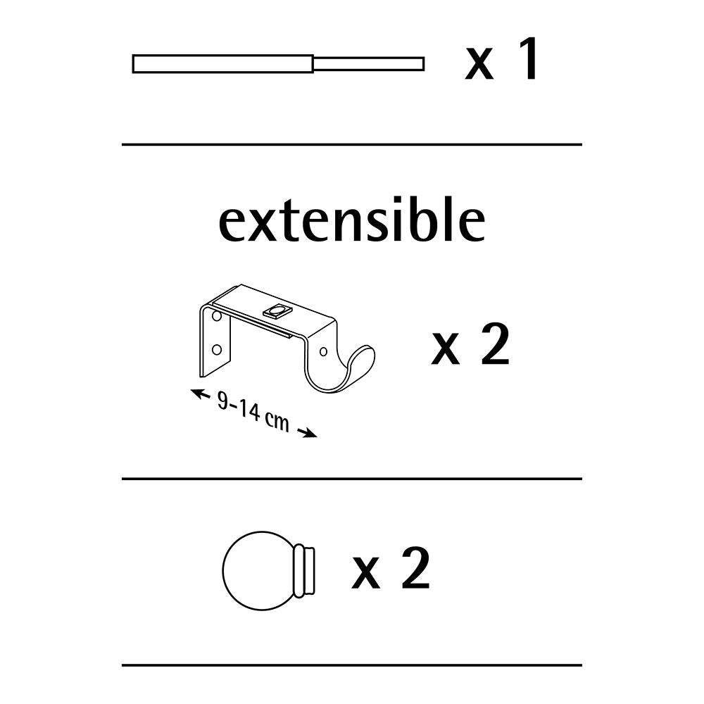 Kit barra cortina blanco cono extensible de 160 a 300 cm