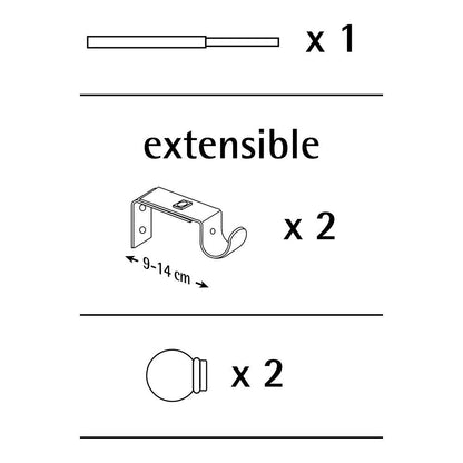 Kit barra cortina blanco cono extensible de 160 a 300 cm