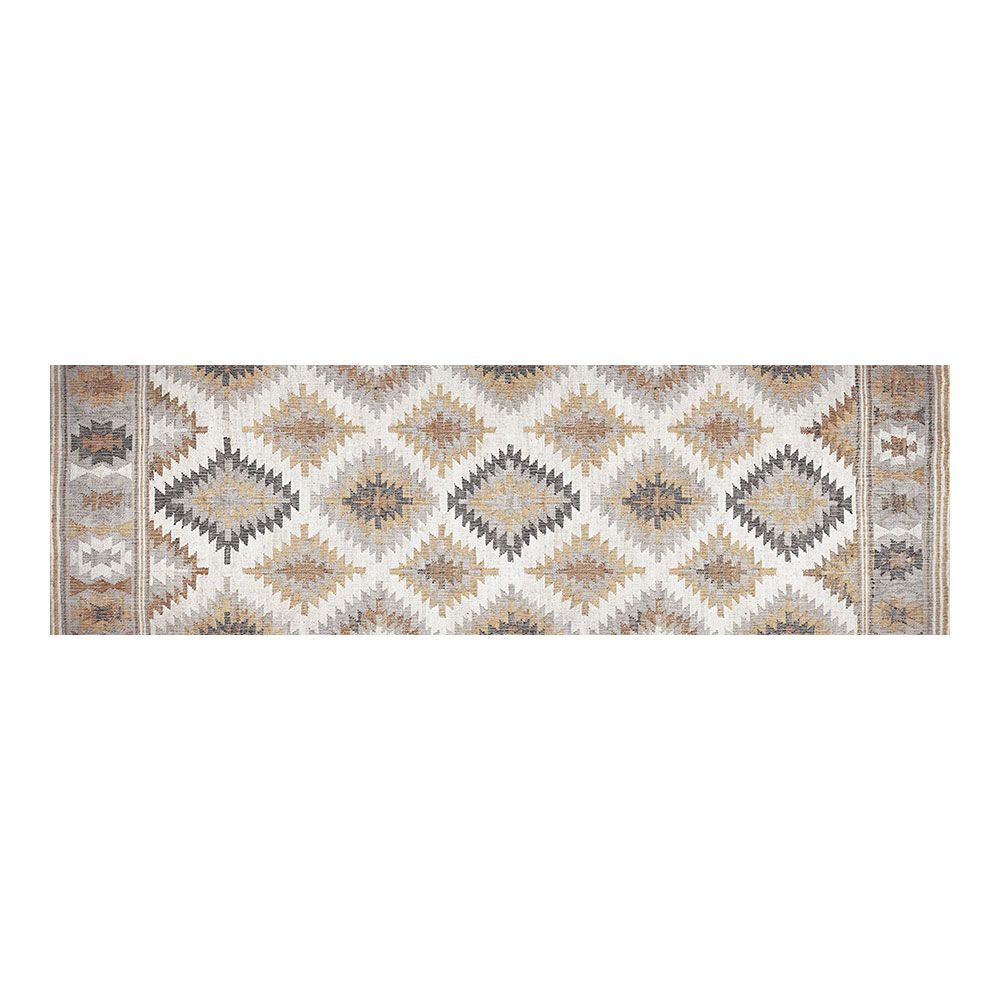 Alfombra vinílica estampada kilim grises, 60 x 200 cm