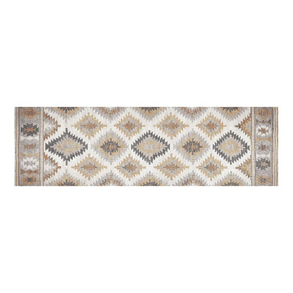 Alfombra vinílica estampada kilim grises, 60 x 200 cm