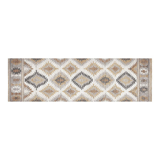 Alfombra vinílica estampada kilim grises, 60 x 200 cm