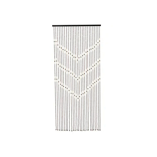 Cortina de bambú, color marrón con abalarios, para puerta, 90 x 200 cm