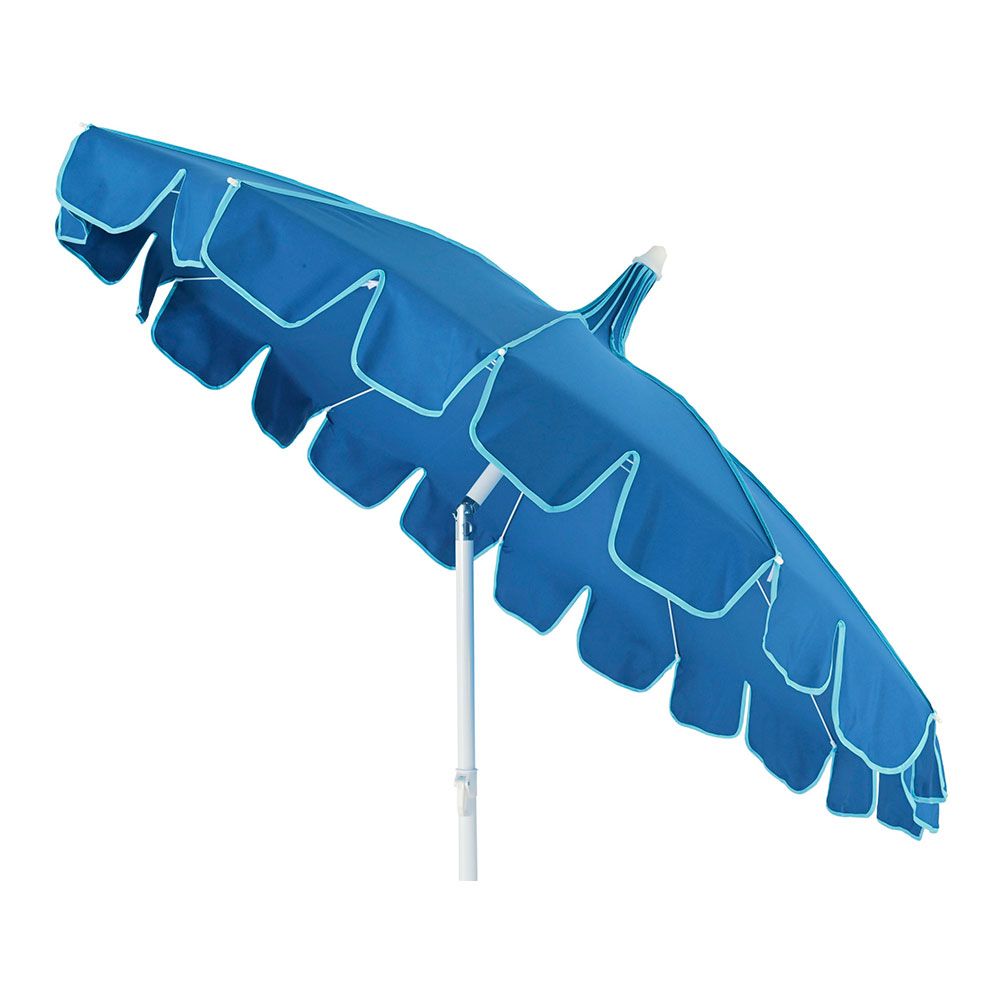 Parasol para jardín, azul con ribete verde agua, ø195 x 215 cm
