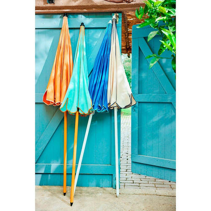 Parasol para jardín, azul con ribete verde agua, ø195 x 215 cm