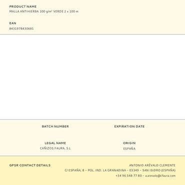 Malla antihierba 100 g/m² verde 2 x 100 m