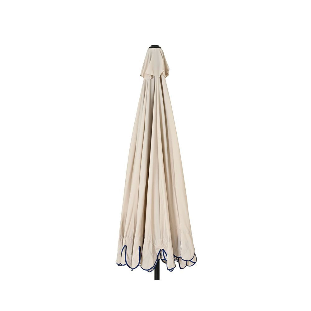 Parasol para jardín, beige con ribete azul, ø270 x 235 cm