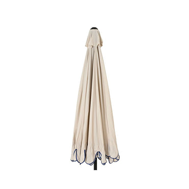 Parasol para jardín, beige con ribete azul, ø270 x 235 cm