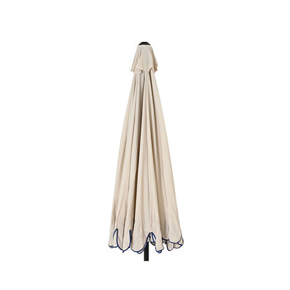 Parasol para jardín, beige con ribete azul, ø270 x 235 cm
