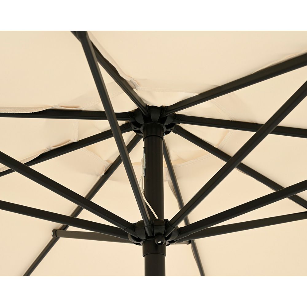Parasol para jardín, beige con ribete azul, ø270 x 235 cm