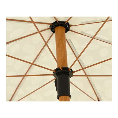 Parasol para jardín, verde con diseño de hojas y flecos beige, ø180 x 216 cm