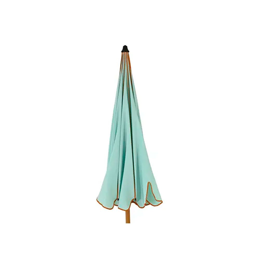 Parasol para jardín, verde agua con ribete coral, ø195 x 215 cm
