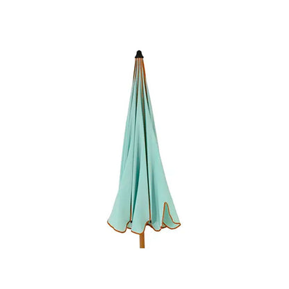 Parasol para jardín, verde agua con ribete coral, ø195 x 215 cm