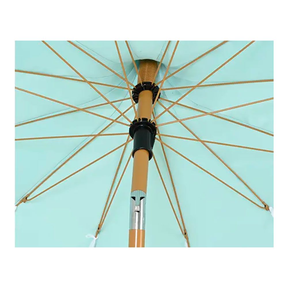 Parasol para jardín, verde agua con ribete coral, ø195 x 215 cm