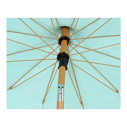 Parasol para jardín, verde agua con ribete coral, ø195 x 215 cm