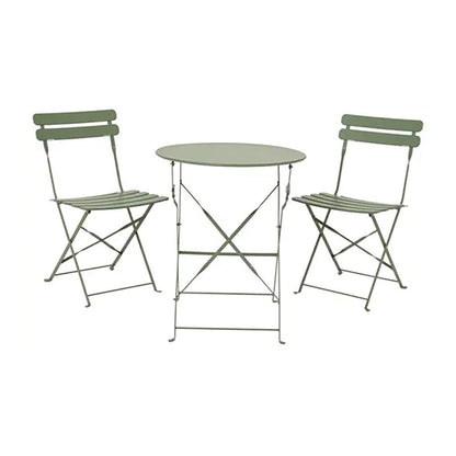 Conjunto de mesa y 2 sillas helsingborg, plegables, de acero, verde