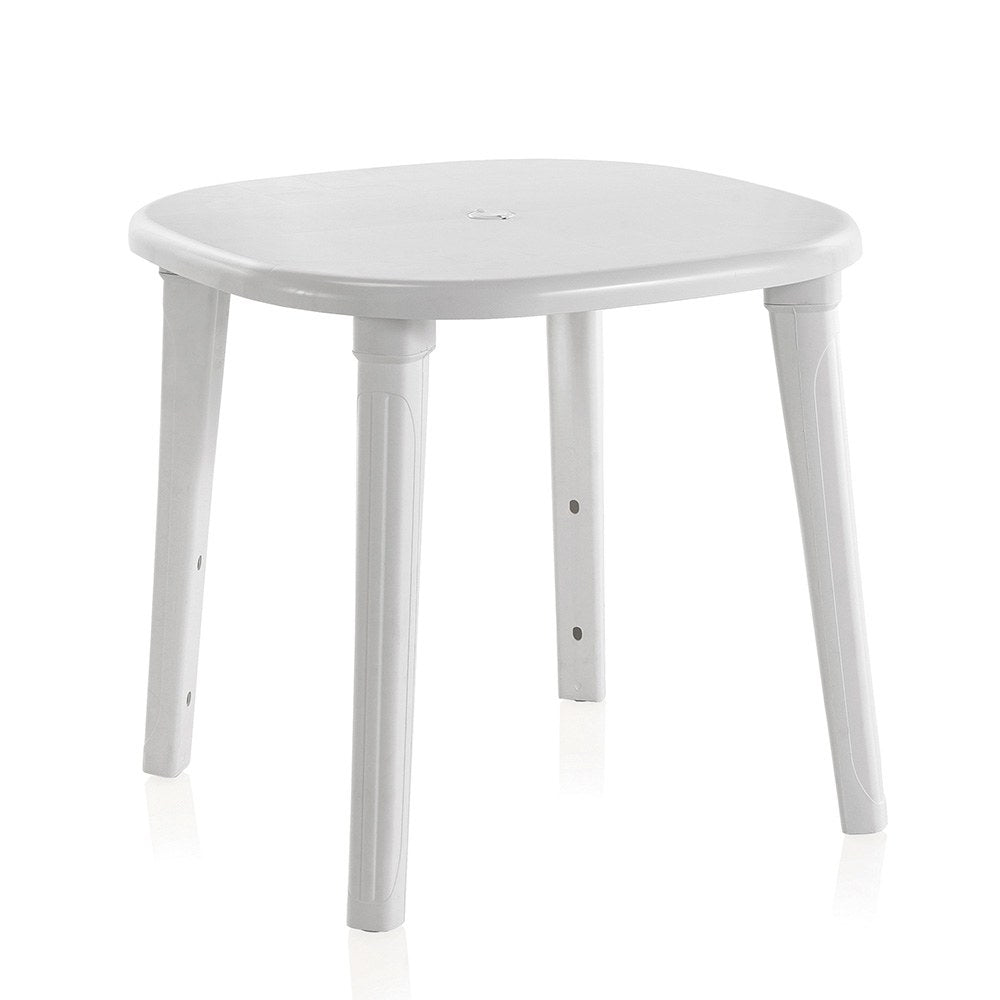 Mesa ovalada cancún, color blanco, para exterior 80 x 80 x 73 cm