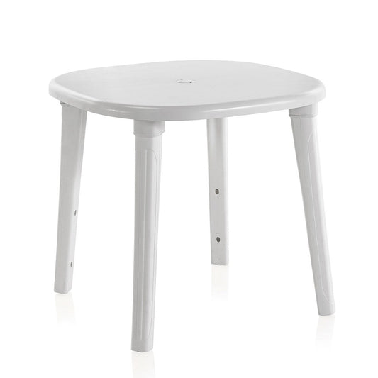 Mesa ovalada cancún, color blanco, para exterior 80 x 80 x 73 cm