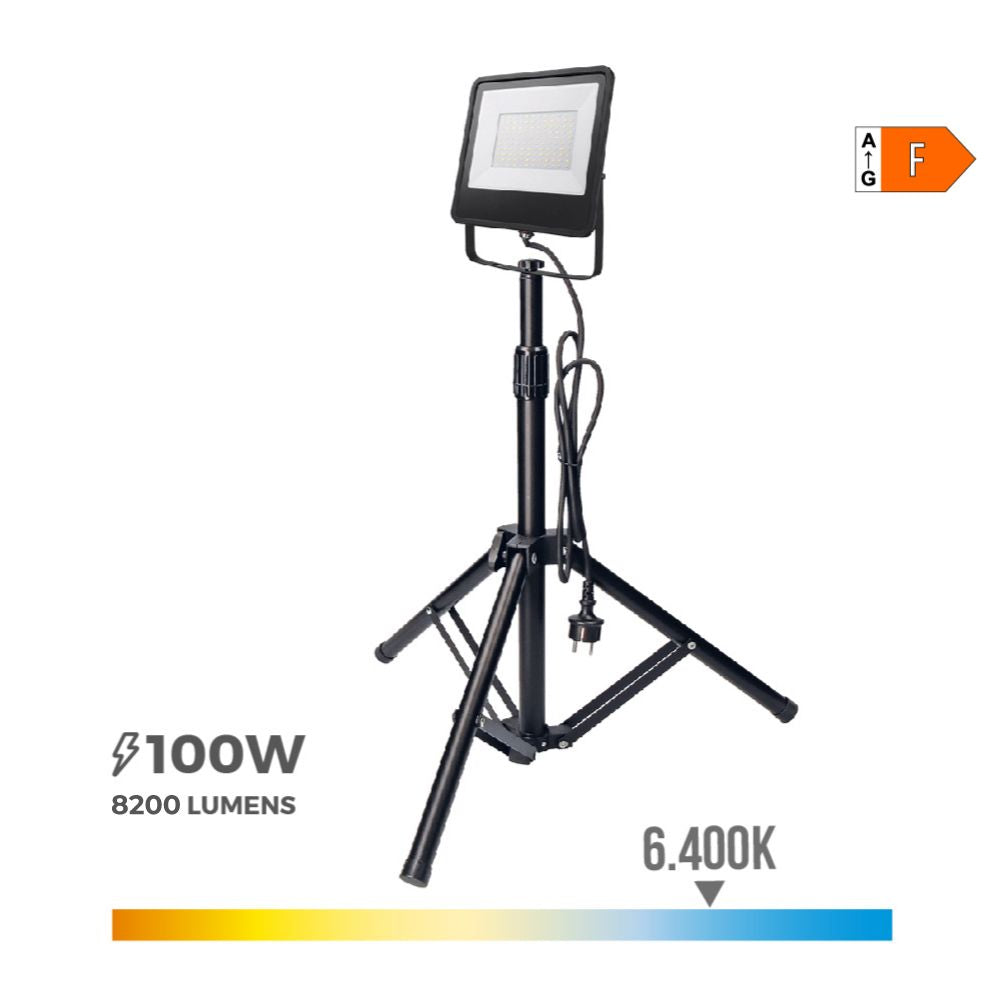 Foco proyector led con trípode black series 100 w 6400 k